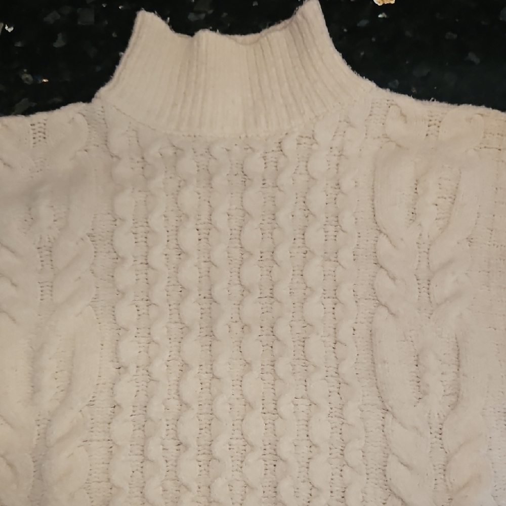 Very Gently Used Small Pink Rose Cropped Cable Knit Sweater